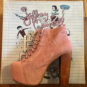 Jeffrey Campbell Blush Pink Calf fur Platform Boots